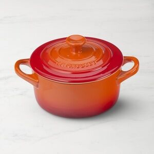 Set of 2 Brand New Le Creuset Stoneware Mini Cocotte in Flame (Orange gradient)